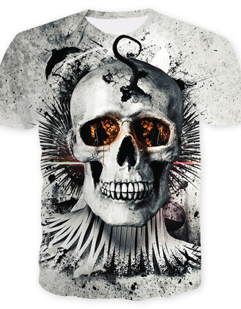 2018夏季新品骷髅头t恤男女3d立体感恐怖骷髅鬼面恶搞
