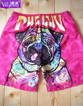 wkvking潮妈短裤男 狗狗头像沙滩裤 速干大花裤衩沙滩