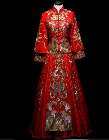 秀禾服新娘2018新款夏季薄款古代婚纱凤冠霞帔结婚古装嫁衣秀和服