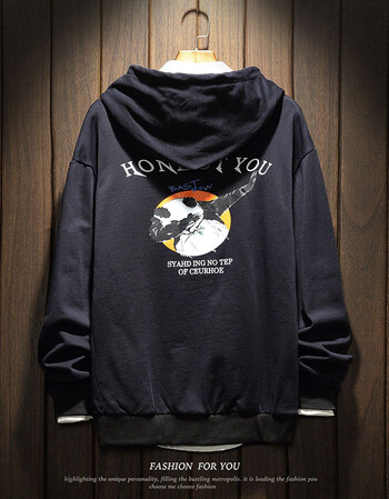 【京东优选】潮牌ins超火chic冬季男装潮流小孩头像字母长袖套头连帽