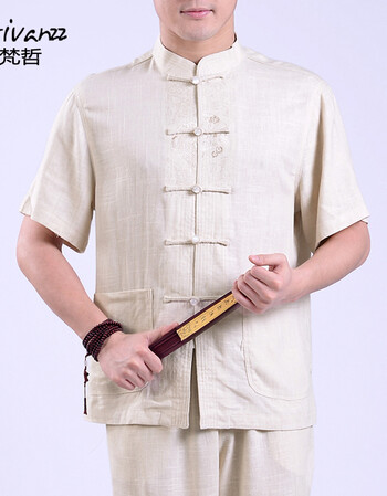 男士米黄色棉麻套装搭配什么鞋子-男士米黄色