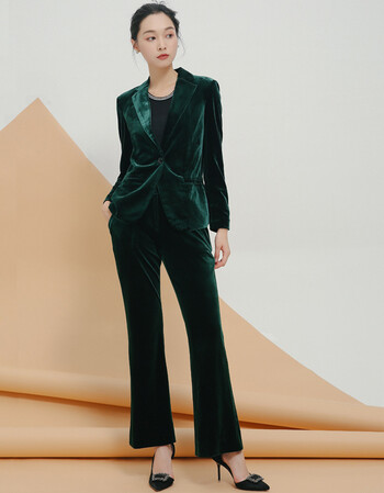 2019春新品女装 金丝绒西装套装金丝绒西装套装女时尚2018新款丝绒