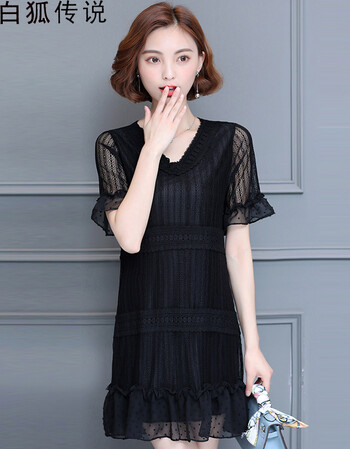 白狐传说2017夏装新款加肥加大胖mm显瘦连衣