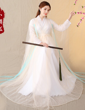 三生三世十里桃花古装同款服装白浅仙侠cosplay仙女服装女 白底白藕粉