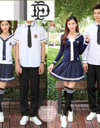 ed春秋韩国水手服套装英伦海军学院风男女高中学生班服制服演出校服