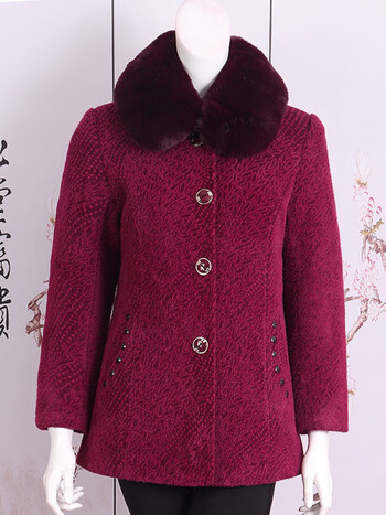 惦慕奶奶春秋绒外套女老年人女装60岁70妈妈秋冬毛呢大衣太太衣服1247
