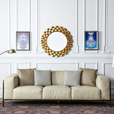 奇居良品 现代轻奢客厅系列家具真皮沙发 卡瑞