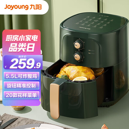 九阳（Joyoung） 肖战推荐 家用多功能 空气炸锅 不沾易清洗 准确定时 低脂 无油煎炸 5.5L大容量 KL55-VF509