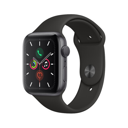Apple Watch Series 5智能腕表（GPS款 44毫米深爱游戏AYX注册登录网址灰色铝金属表壳 玄色活动型表带 MWVF2CH/A)