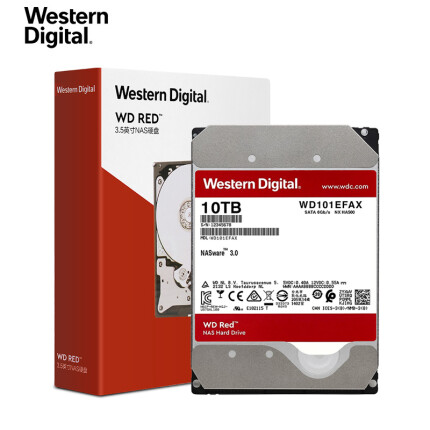 西部数据(WD)红盘 10TB SATA6Gb/s 收集存储(NAS)硬盘(WD100EFAX)