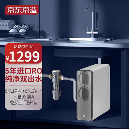 京东京造 800G净水器 家用净水机 直饮机 过滤器厨下式 5年RO反渗透滤芯 2.1L/min大流量 免费安装