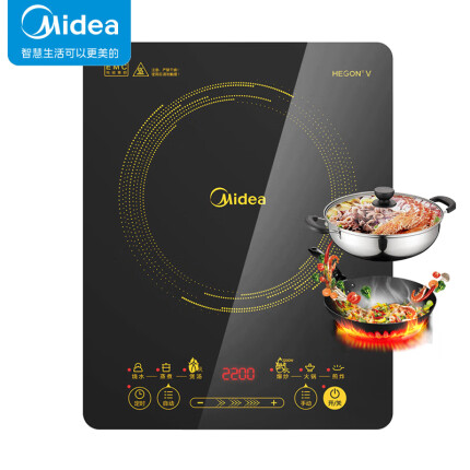 美的（Midea）电磁炉 家用 2200W大功率 滑控调节 电磁灶 火锅炉 耐用面板 一键爆炒 智能定时 WH2202