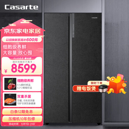 卡萨帝（Casarte）645升原石系列 双开门对开门细胞级养鲜家用冰箱变频一级能效超大容量暮云黑BCD-645WVPAU1