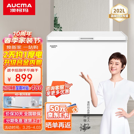 澳柯玛（AUCMA）家用商用冰柜 冷藏冷冻转换冷柜 一级能效节能顶开冰箱 家用节能单温冷冻柜冷藏柜 202升BC/BD-202NE