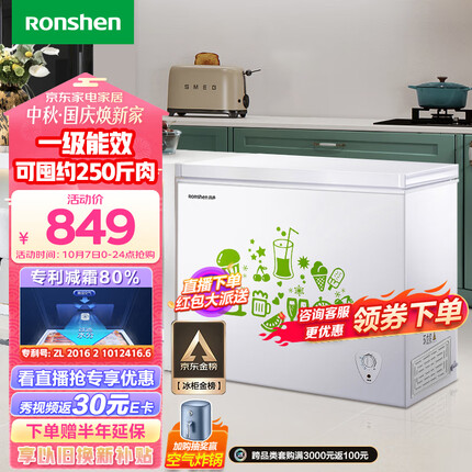 容声（Ronshen）205升减霜小型冰柜家用冷藏冷冻转换单温冷柜 一级能效家商两用卧式冰箱BD/BC-205MB以旧换新