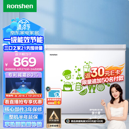 容声（Ronshen） 205升低霜小型冰柜家用冷藏冷冻转换单温冷柜 一级能效 母婴母乳卧式冰箱BD/BC-205MB