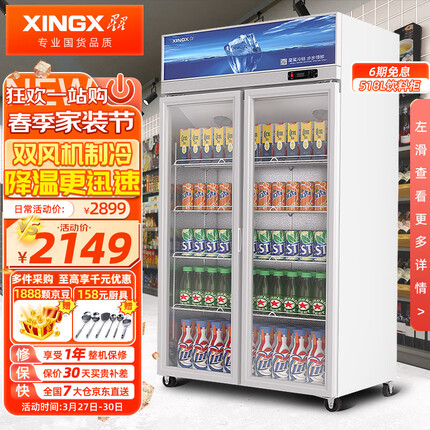 星星（XINGX）展示柜冷藏饮料柜商用 便利店超市啤酒水果保鲜冰柜 518升双风机款LSC-518Y