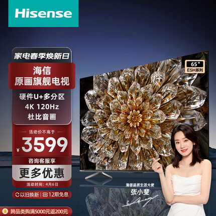 海信电视65E5H 65英寸 多分区背光 120Hz高刷MEMC 4K超高清全面屏智能液晶智慧屏游戏电视机 以旧换新
