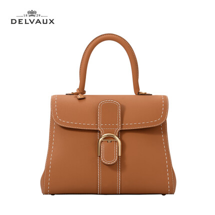 Delvaux美拉德式经典外缝线女包包包单肩斜挎手提包Brillant系列生日礼物 焦糖色