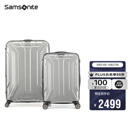 新秀丽（Samsonite）拉杆箱 时尚轻盈行李箱飞机轮旅行箱 TS7*25003银色20+28英寸套装