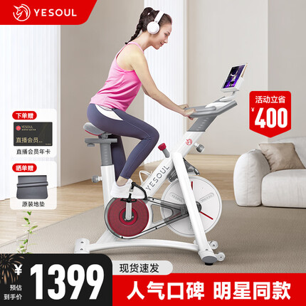 野小兽（YESOUL）动感单车家用智能静音磁控健身车减肥燃脂室内运动健身器材 典雅白-标准版-送456VIP课程