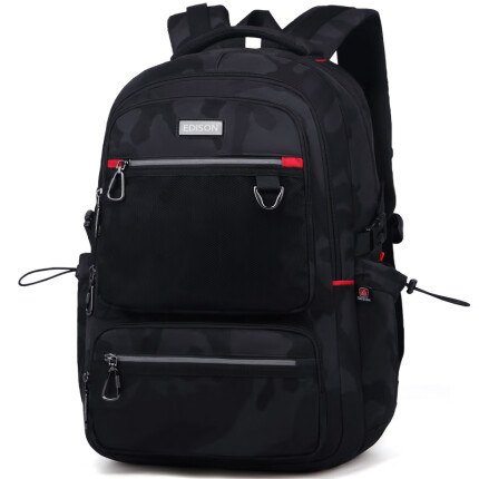 爱迪生高中生书包大容量初中大学生双肩包旅行背包 K052-5G迷彩黑