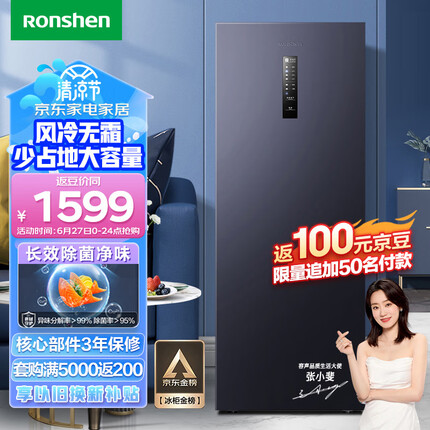 容声（Ronshen） 165升立式冰柜 一级能效风冷无霜除菌净味 母乳冷藏冷冻抽屉式冷柜小冰箱 BD-165WRSY星蕴