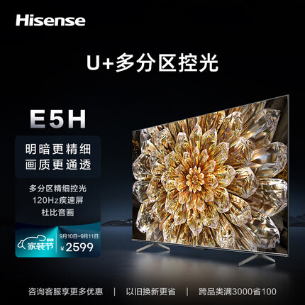 海信电视55E5H 55英寸 多分区背光 120Hz高刷MEMC 4K超高清全面屏智能液晶智慧屏游戏电视机 以旧换新