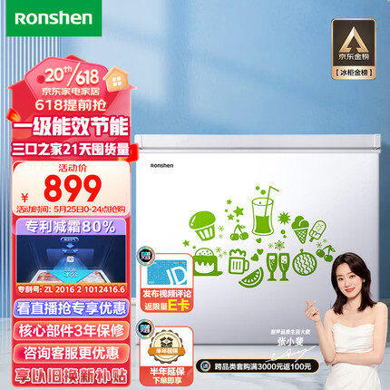 容声（Ronshen） 205升低霜小型冰柜家用冷藏冷冻转换单温冷柜 一级能效 母婴母乳卧式冰箱BD/BC-205MB