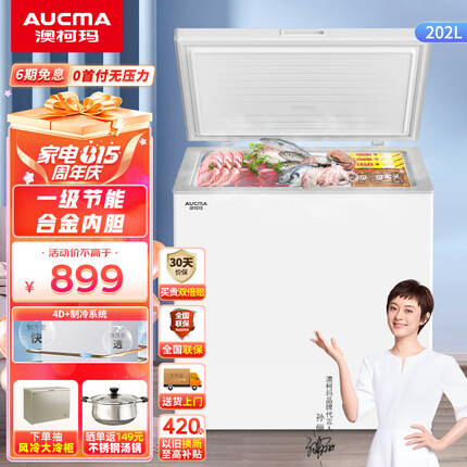 澳柯玛（AUCMA）202升家用商用卧式大冷柜 冷藏冷冻转换冰柜 低噪节能顶开冰柜 一级能效节能省电 大空间大冷冻力