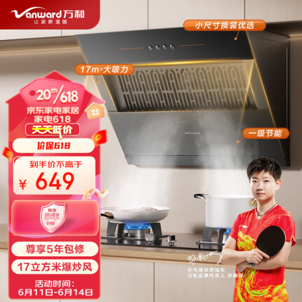 万和（Vanward）侧吸式家用抽油烟机 单烟机 小尺寸大吸力 小户型老式厨房脱排钢化玻璃油烟机 CXW-260-J320A