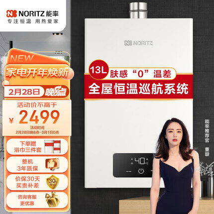 能率（NORITZ）燃气热水器13升 全屋恒温巡航 多点用水 GQ-13EA2FEX（JSQ25-EA2）天然气【京东金榜】
