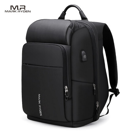 马可莱登大容量背包男士双肩包15.6英寸电脑包商务旅行包书包MR7080炫酷黑