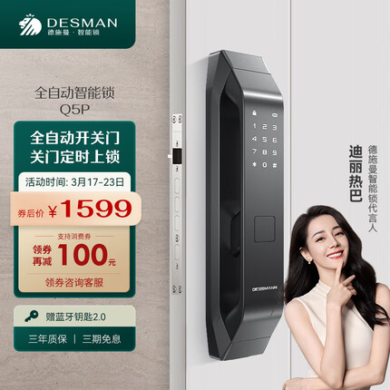 德施曼（DESMAN）全自动智能锁指纹锁密码锁防盗门锁 电子锁智能门锁 Q5P高端黑