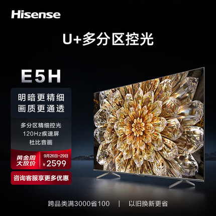 海信电视55E5H 55英寸 多分区背光 120Hz高刷MEMC 4K超高清全面屏智能液晶智慧屏游戏电视机 以旧换新