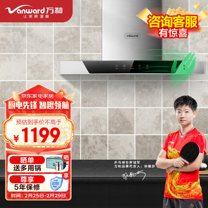万和（Vanward）万和（Vanward）20m³/min大吸力 欧式挥手感应一键热清洗抽油烟机 单烟机 吸油烟机 X737A