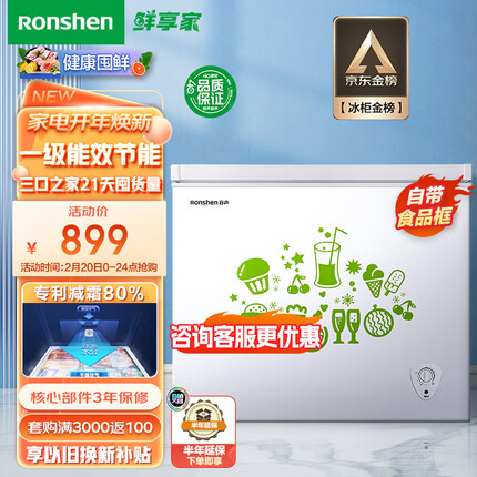 容声（Ronshen） 205升低霜小型冰柜家用冷藏冷冻转换单温冷柜 一级能效 母婴母乳卧式冰箱BD/BC-205MB
