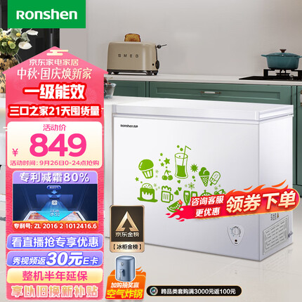 容声（Ronshen）205升减霜小型冰柜家用冷藏冷冻转换单温冷柜 一级能效家商两用卧式冰箱BD/BC-205MB以旧换新
