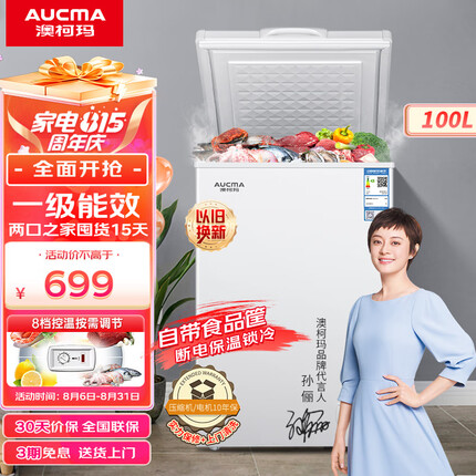 澳柯玛（AUCMA）100升家用低霜小冰柜 商用冷藏柜冷冻柜转换 母乳冰柜小型冰箱冷柜 一级能效 BC/BD-100H 以旧换新