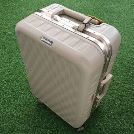 凌秀铝框旅行箱拉杆箱行李箱韩版时尚女学生登机行李箱商务 金色-磨砂款 20英寸 含箱套
