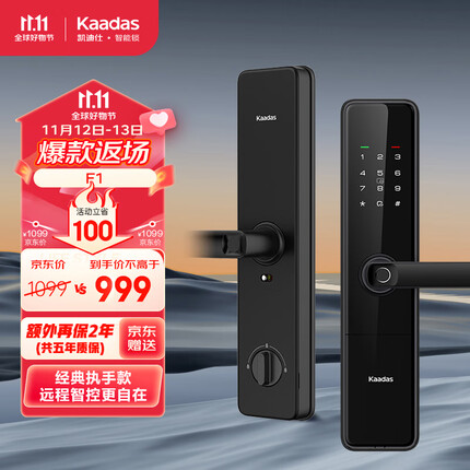 凯迪仕（KAADAS）F1智能门锁 经典智能锁指纹锁电子锁wifi直连APP远程智控临时密码 F1
