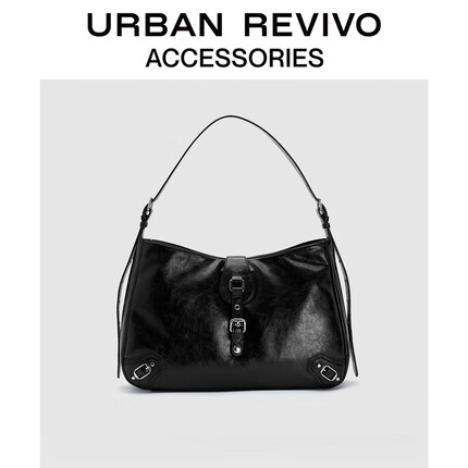 URBAN REVIVO2023秋季新款女士时尚高阶潮流酷飒单肩包UAWB30046 黑色