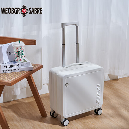 WEOBGR SABRE瑞士军刀春秋航空行李箱女小型登机箱18英寸可登机免托运旅行箱子 象牙白-可登机 18英寸-磨砂防刮