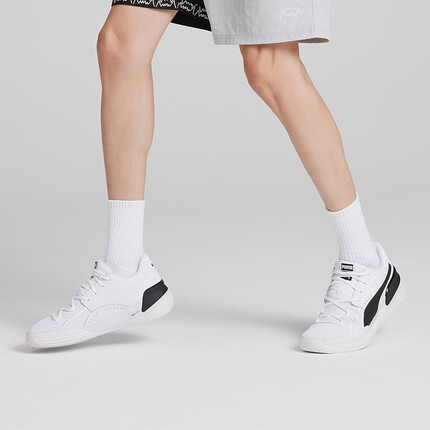 PUMA彪马 男女同款情侣经典篮球鞋CLYDE HARDWOOD 194454 白-黑色-01 40.5