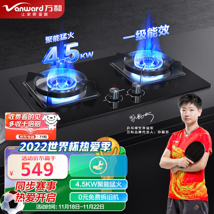 万和（Vanward）燃气灶4.5kW大火力 嵌入式台式两用灶具家用双灶 煤气炉煤气灶钢化玻璃 JZY-C5L96（液化气）