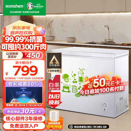 容声（Ronshen）205升减霜小型冰柜家用冷藏冷冻转换单温冷柜 一级能效家商两用卧式冰箱BD/BC-205MB以旧换新