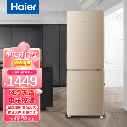 海尔（Haier）冰箱170升两门家用小型双门电冰箱风冷无霜DEO净味保鲜宿舍租房小巧不占地方BCD-170WDPT
