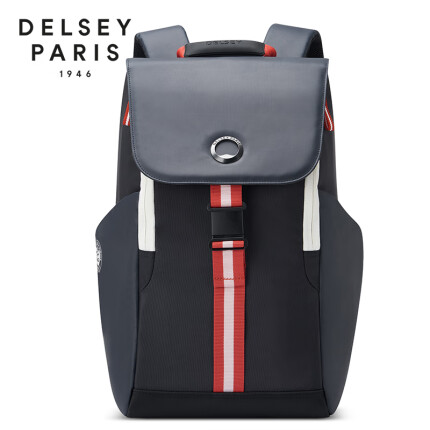 DELSEY戴乐世法网联名款双肩电脑包大容量书包运动包男士背包 黑蓝 2020