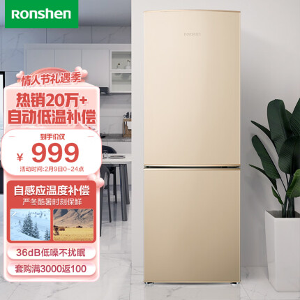 容声（Ronshen）175升双门两门小冰箱家用小型节能租房宿舍实用小巧不占地双温区保鲜BCD-175D16D自动低温补偿