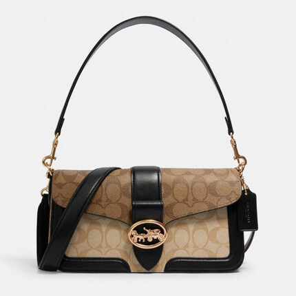 蔻驰（COACH）女士中号单肩手提包卡其色PVC配皮5509IMRKY